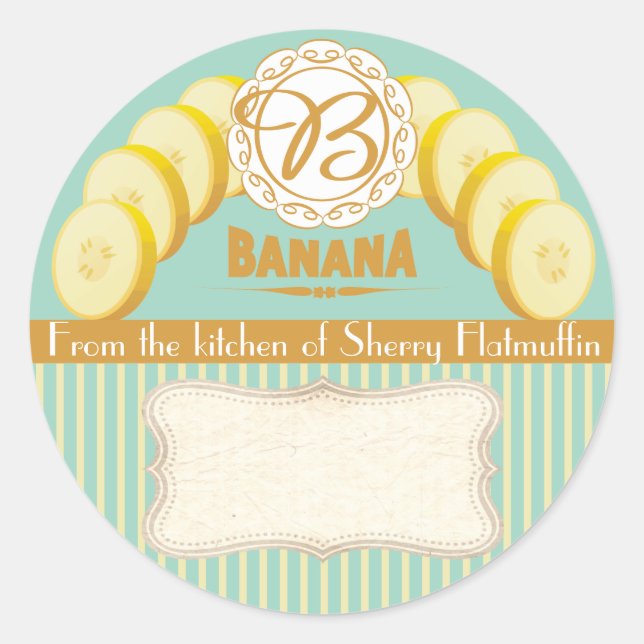 Etiqueta de latas de bananas de cor personalizada  (Frente)