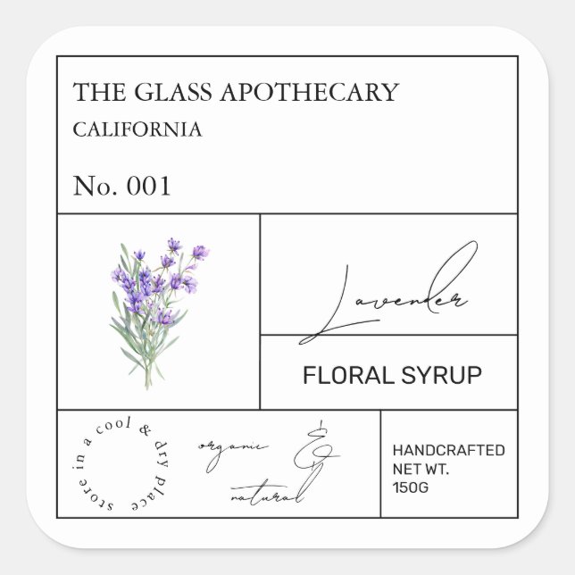 Etiqueta de Lavanda Apothecary (Frente)