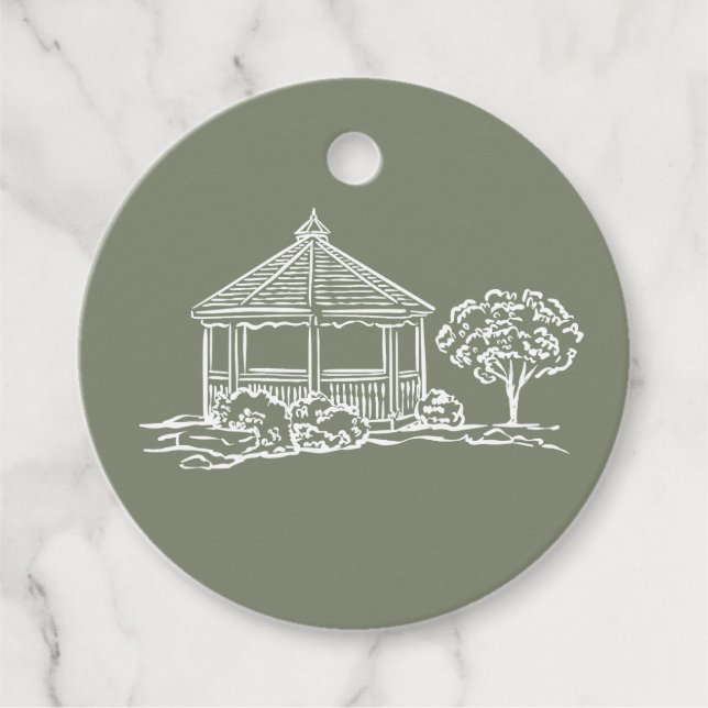 Etiqueta de Lembrança de Casamento Initial Gazebo (Frente)