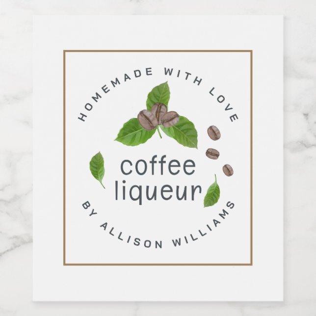 Etiqueta de Licor de Café Caseiro Personalizado (Rótulo Único)