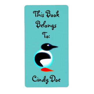 Etiqueta de Livro Diversão Pinguim-Pássaro-Neon Cu