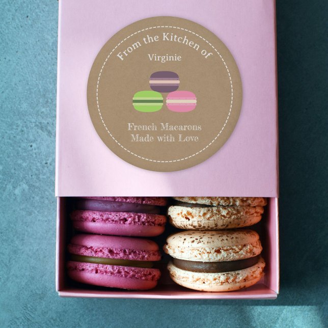Etiqueta de Macarões Franceses Kraf & Russos (Kraf & Rustic French Macarons Sticker)