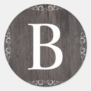 Etiqueta de madeira do monograma do país