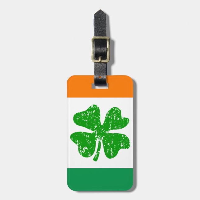 Etiqueta de mala branca verde do shamrock para via (Frente Vertical)