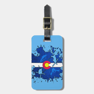 Etiqueta de mala de esqui do Colorado flag