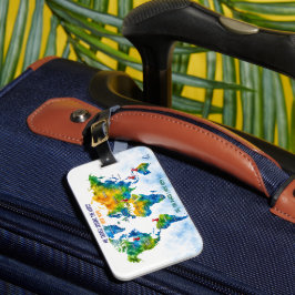 Etiqueta de mala personalizada com mapa-múndi em a