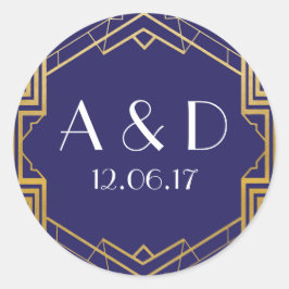 Etiqueta de marinho e Dourado Art Deco 1920