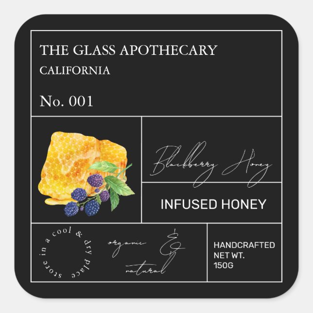 Etiqueta de Mel de Aroma de Blackberry infuso (Frente)