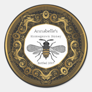 Etiqueta de Mel de Quadro Dourado Elegante