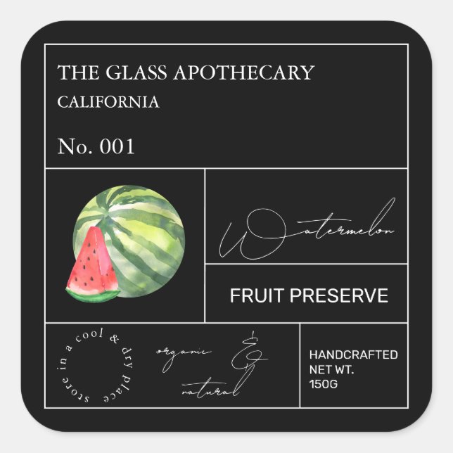 Etiqueta de Melancia Apothecary (Frente)
