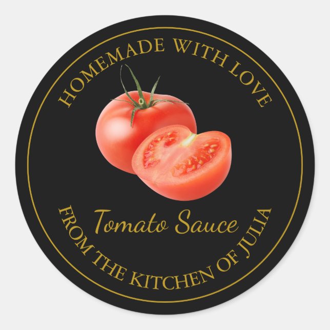 Etiqueta de Molho de Tomate Homemade | Preto (Frente)
