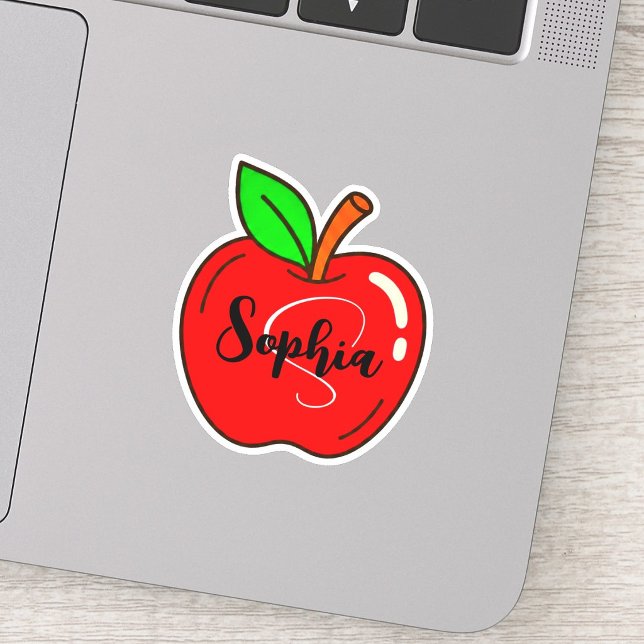Etiqueta de Monograma de Nome Personalizado | Prof (custom name teacher decal, classic apple teacher gift)