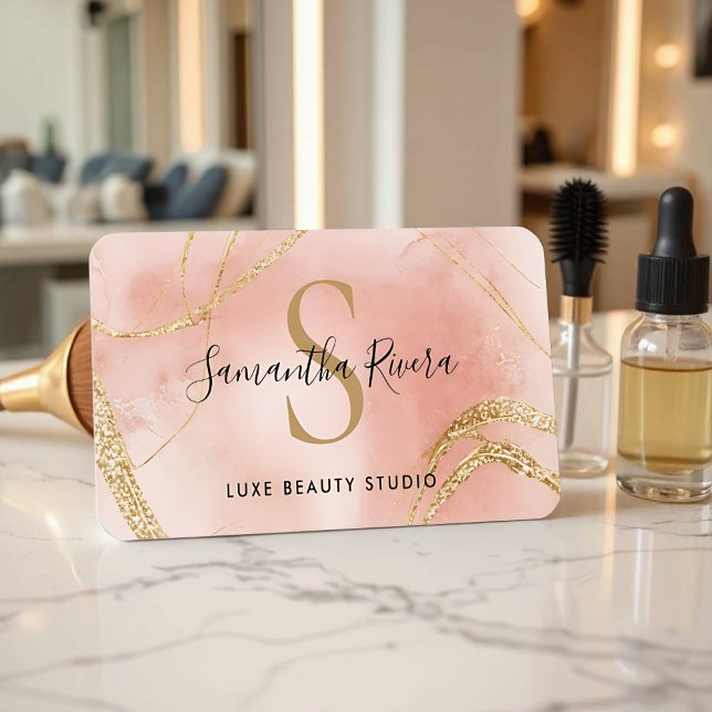 Etiqueta de Monograma Personalizada em Mármore Ros (Monogram Label in Gold Marble)