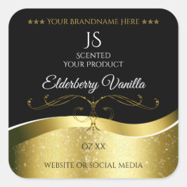 Etiqueta de Monograma Preto Preto Escuro Dourado D