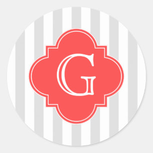 Etiqueta de Monograma Vermelho Coral com Cinzas Cl