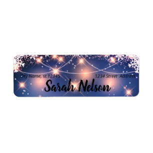Etiqueta de Natal Azul, Linda e Esparsa