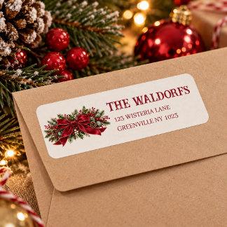 Etiqueta de Natal com Laço Vermelho Personalizado
