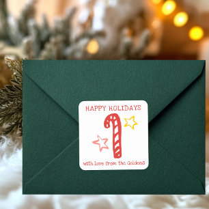 Etiqueta De Natal Doodle De Bastão De Doces Para D