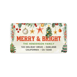 Etiqueta de Natal feliz e brilhante