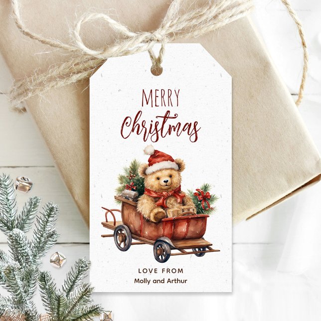 Etiqueta de Natal Personalizada com Urso de Teddy (Criador carregado)
