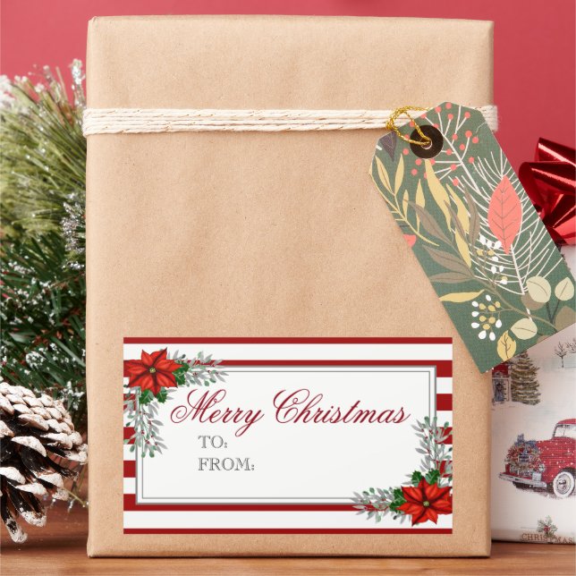 Etiqueta de Natal Poinsettia (Feriado)