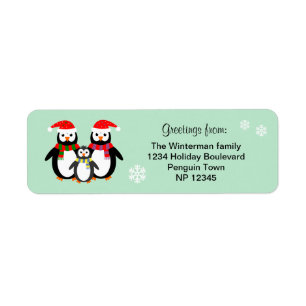 Etiqueta de natal teal editada pela família pingu