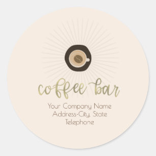 Etiqueta de Negócios Dourada do Bar de café Comp