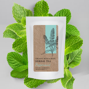 Etiqueta de Negócios Orgânica Pepperminta Herbal T