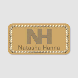 Etiqueta De Nome 1,5" Natasha Hanna Gold Bling Crachá 