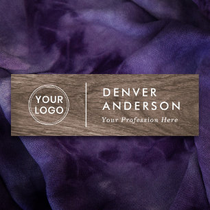 Etiqueta De Nome A madeira castanha parece um logótipo, nome e títu