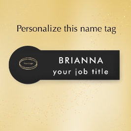 Etiqueta De Nome Add Business Logo Modern Black Bold Professional