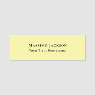 Etiqueta De Nome Amarelo Claro Simples Elegante Profissional Modern