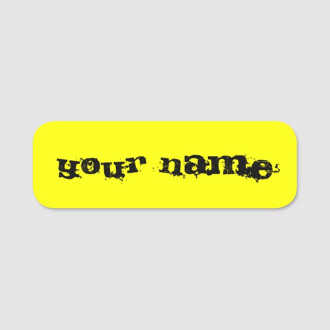Etiqueta De Nome Amarelo Neon Fluorescente Brilhante Personalizado (Frente)