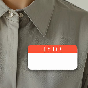 Etiqueta De Nome Apagar Seco Reutilizável Personalizável Olá Vermel