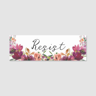 Etiqueta De Nome Aquarela Floral Resiste Política
