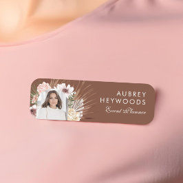 Etiqueta De Nome Arco Fotográfico Floral da Boêmia Moderna