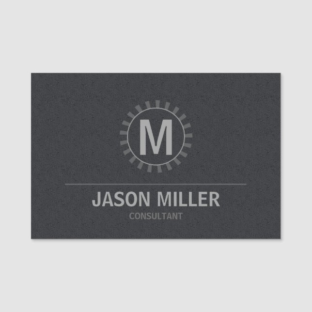 Etiqueta De Nome Array e Line Monogramas Professional Silver ID313 (Frente)