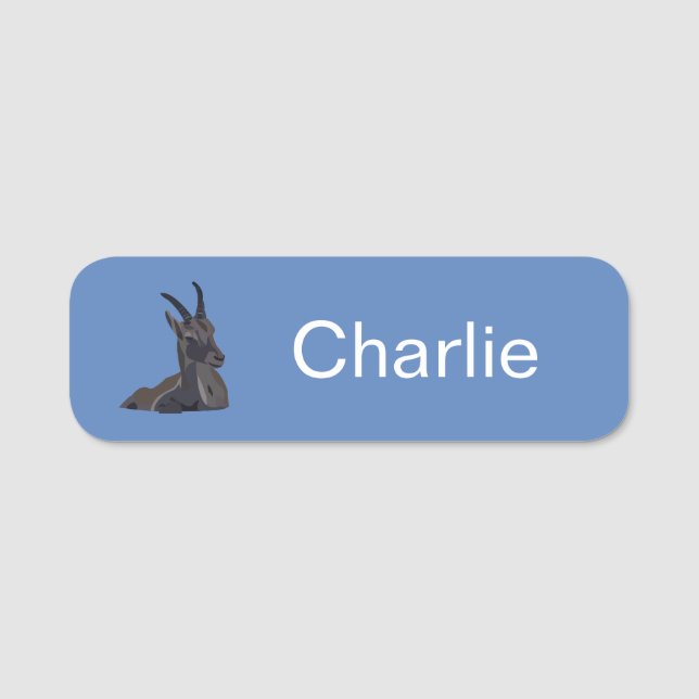 Etiqueta De Nome Arte de Cabra Íbex Animal  (Frente)
