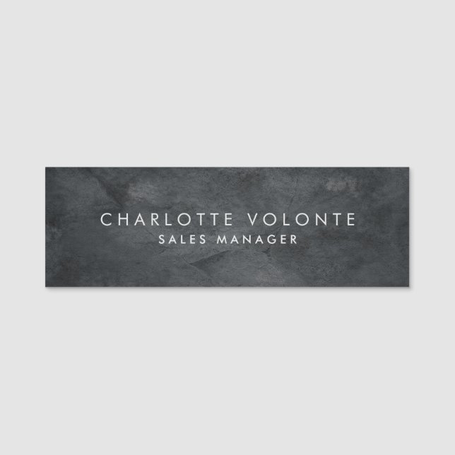 Etiqueta De Nome Arte Profissional de Cinza Elegante (Frente)