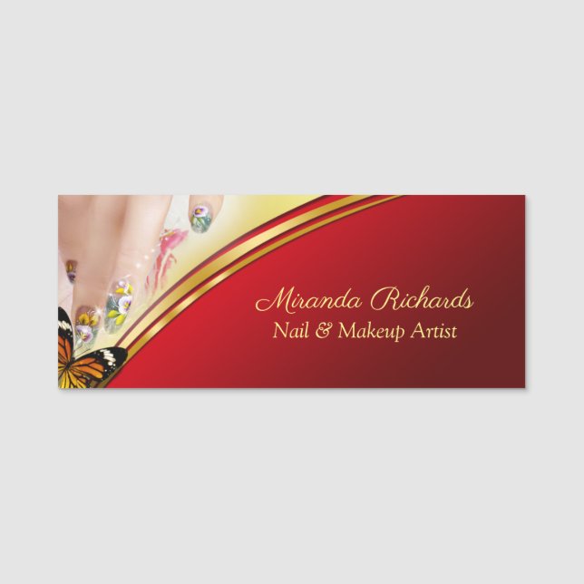 Etiqueta De Nome Artista de Arte de Unhas Moderna Profissional (Frente)