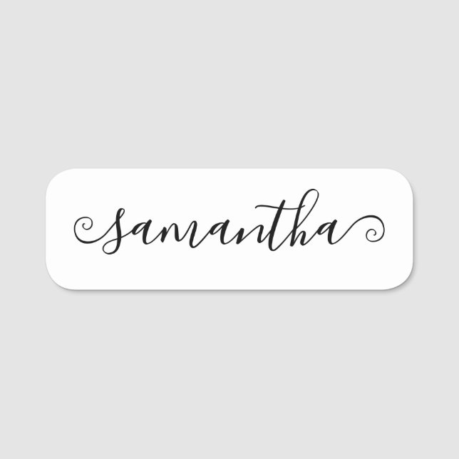 Etiqueta De Nome Assinatura de Letra Swash Curta e Curlada (Frente)