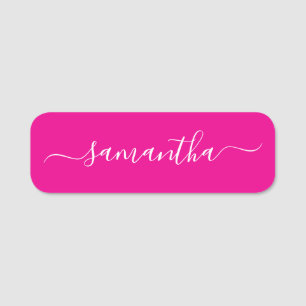 Etiqueta De Nome Assinatura Feminina Rosa e Branco