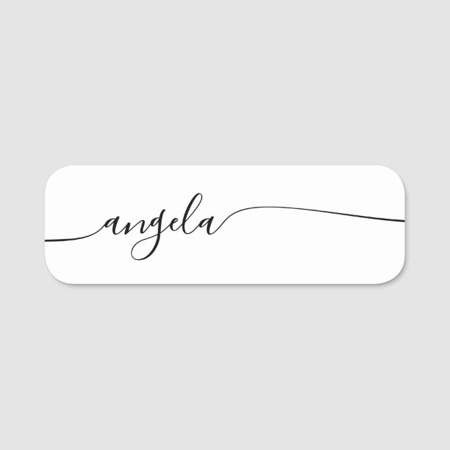 Etiqueta De Nome Assinatura Moderna Glam Script (Frente)