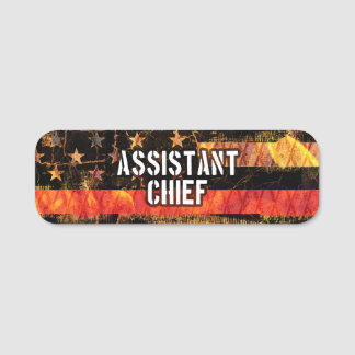 Etiqueta De Nome Assistant Chief Firefighter Flag