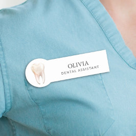 Etiqueta De Nome Assistente Dental Dente Moderno