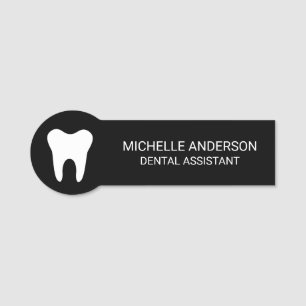 Etiqueta De Nome Assistente Dental Profissional de Trendência Branc