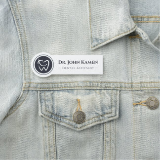 Etiqueta De Nome Assistente Dentário | Logotipo de Dentes
