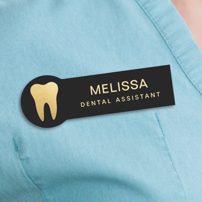 Etiqueta De Nome Assistente Dentário Moderno Dente (Criador carregado)