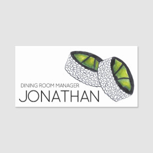 Etiqueta De Nome Avocado Sushi Roll Restaurante de Comida Japonês