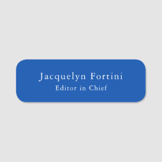 Etiqueta De Nome Azul Cobalto Simples Elegante Minimalista Moderno